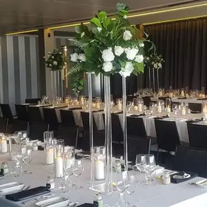 حاوامل طاولة أكريليك شفافة بتصميم شائع حامل زهور ديكور زفاف
