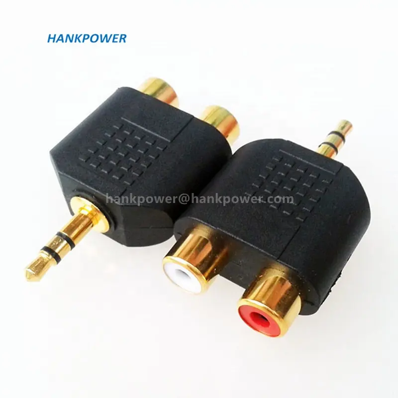 Stock Gold Plated 3.5 Stereo Jack to 2 RCA Female Adapter RCA Splitter Connector