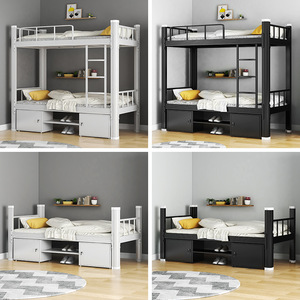 Lit superposé en métal taille Queen avec cadre robuste à double niveau et barrière de sécurité pour dortoir - Product Image 4
