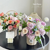 Panier à fleurs en rotin tressé multi-tailles, panier cadeau pour arrangements floraux de mariage, pique-nique, rangement