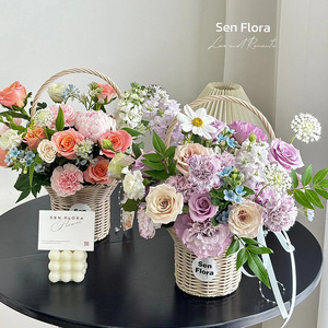 <strong>Rattan</strong> Handheld Flower <strong>Basket</strong> Multi Size Woven Gift <strong>Basket</strong> for Wedding Floral Arrangement Picnic <strong>Storage</strong> - Product Image 5