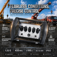 Contrôleur sans fil industriel pour excavatrice, grue, machines hydrauliques, joystick personnalisé, batterie rechargeable, 5 boutons, IP68