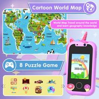 Jouet électronique OEM Unicorn, double caméra, photo, vidéo, jeu, musique, petit mini téléphone portable intelligent pour enfants, cadeau de Noël