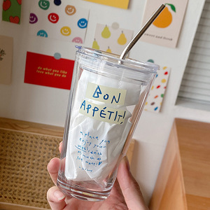 Tasse à café en verre de voyage réutilisable, tasse à eau de grande capacité avec paille, tasse à café Portable de voyage de 400ml - Product Image 3