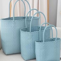 Panier à légumes style MUJI le plus vendu, sac fourre-tout en PU tressé de qualité export, souvenir transfrontalier, simplicité urbaine
