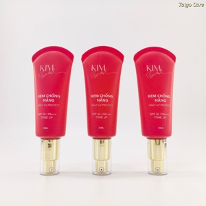 หลอดบรรจุภัณฑ์เครื่องสำอางพลาสติกสีแดงขนาด D30 มม. ปลายกลม พร้อมหัวปั๊มสีทองและฝาใส สำหรับบรรจุรองพื้น - Product Image 1