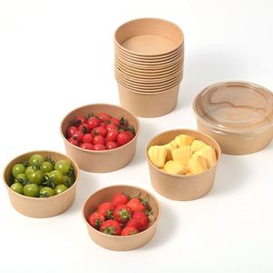 Bol jetable compostable en papier kraft pour salade, avec logo personnalisé, compatible micro-ondes, pour les entreprises de restauration - Product Image 2