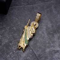 Collier Pendentif Saint Thaddée en Or Rempli de Zircon et Strass, Breloque San Judas, Bijoux pour Homme, Idéal Cadeau, Vente en Gros