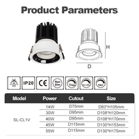 Aluminium commercial de lumière de tache de bureau à la maison d'hôtel s'allume vers le bas 14w 30w 40w 45w 50w a mené le projecteur de plafond encastré a mené Downlight