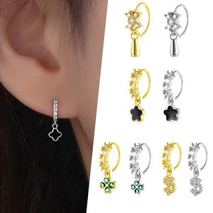 Joyería de moda al por mayor para <span class=keywords><strong>piercing</strong></span> de nariz para <span class=keywords><strong>mujer</strong></span>, pendientes colgantes finos de cobre, pendientes de flor, anillo de nariz chapado en oro - Product Image 1