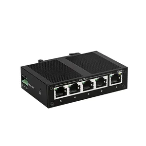 DIEWU 5-Port RJ45 Fast Switch 10Mbps/100Mbps Industrial Grade Unmanaged Network Splitter Auto MDI/MDIX with DIN Rail IP