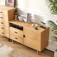 Armoire de rangement moderne en bois à trois tiroirs et une porte avec un design écologique et une construction durable pour le mobilier de salon