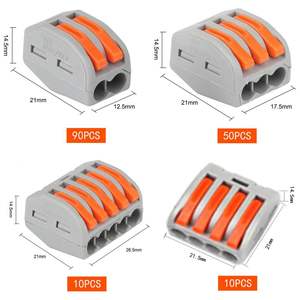 Bloques de terminales de resorte de 2 polos con conexión a presión para cables de 21-30 AWG, juego de conectores rápidos, 160 piezas - Product Image 2