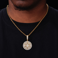 Colgante Religioso Estrella de David Hip Hop de Plata de Ley 925 Bañado en Oro con Moissanita VVS Baguette Iced Out, Joyería Compatible con OEM
