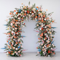 Arche florale de fleurs artificielles orange pour mariage, toile de fond, vente en gros, conception personnalisée, décoration événementielle, fournisseur d'usine, commande en gros