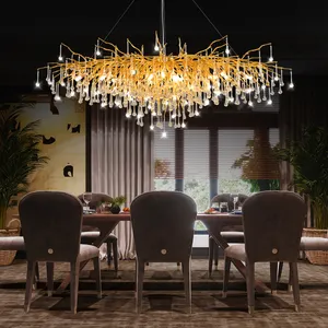 Lustre De Cristal Mesa De Jantar Lustres Ilha Baixo Custo De Transporte Ramo Alumínio para Villa Restaurante LED Modern 80 G9