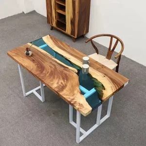 עץ מלא שולחן למעלה חי קצה לוח אפוקסי שולחן Suar עץ שולחן