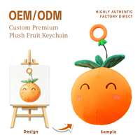 Aangepaste premium pluche lachende expressie oranje sleutelhanger zacht gevuld fruit hanger schattig Kawaii pluche groothandel cadeau voor kinderen