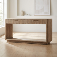 Meuble de salon de style villa industrielle moderne, console d'entrée en bois avec dossier de canapé en bois massif et tiroirs
