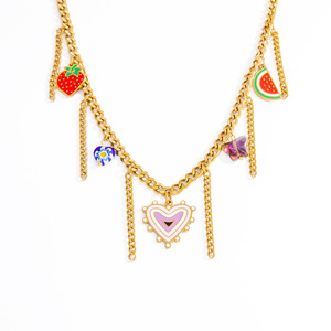 Collier en alliage de zinc en forme de cœur, couleur or 18 carats, chaîne de clavicule pour femmes, bijoux cadeau, accessoire de mode - Product Image 5