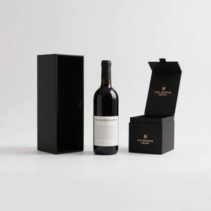 Boîtes d'emballage personnalisées de luxe en carton rigide noir mat pour ensemble de spiritueux, finition mate, fermeture magnétique pour whisky - Product Image 5