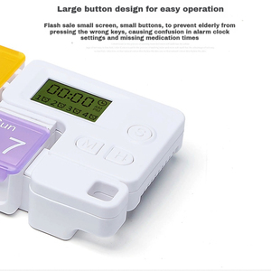 Reloj Despertador con temporizador promocional con horario semanal y pastillero electrónico, capacidad para 7 días, conveniente para viajar. - Product Image 2