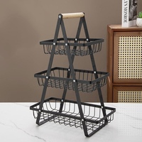 Panier de rangement pour fruits et légumes en acier inoxydable à trois niveaux, étagère de comptoir de cuisine, moderne, durable, multifonctionnel, organisation