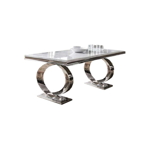 Design elegante <span class=keywords><strong>argento</strong></span> acciaio inossidabile gamba italiano marmo di lusso superiore cucina tavolo da pranzo <span class=keywords><strong>e</strong></span> sedie Set mobili da cucina - Product Image 5