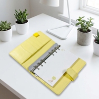 Carnet de budget à anneaux en cuir PU couleur macaron, format A5/A6, pour feuilles mobiles