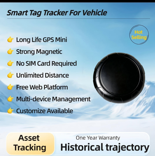 Wireless Bluetooth GPS Tracker Tag Coin Size for Asset Vehicle Management