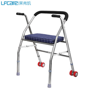 Déambulateur Lfcare avec siège et roues, en acier inoxydable, pliable, hauteur réglable, aide à la mobilité pour personnes âgées - Product Image 5