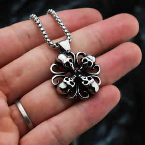 Collar con colgante de calavera gótica de acero inoxidable para hombre, diseño de esqueleto, joyería de moda, amuleto con forma geométrica, estilo asimétrico - Product Image 1