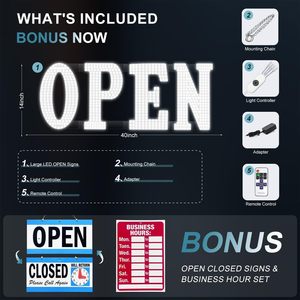 Led Open Sign 40x14 Remote Control High Bright Business Display Static Text Electric Sign Plug Powered - Product Image 6