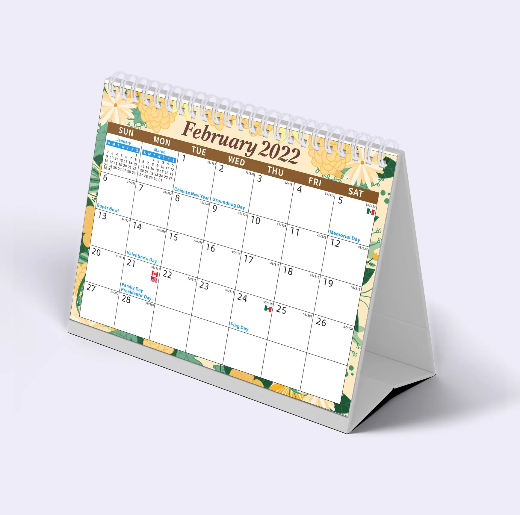 Calendario de pared de 2022, muestra gratuita de fábrica de China, Impresión de diseño personalizado, promoción de regalo, soporte de papel, mesa de escritorio, calendario