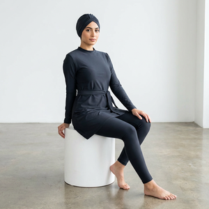 Burkini musulman personnalisable pour femmes, maillot de bain trois pièces, couleur unie, maillot de bain musulman modeste, maillot de bain islamique - Product Image 3