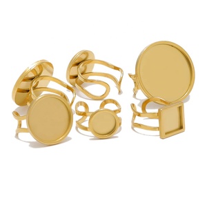 Квадратное круглое Открытое кольцо Кабошон Камея пустая подставка базовые настройки для самодельных колец Изготовление ювелирных изделий фурнитура - Product Image 3