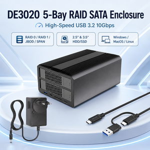5 槽 RAID 0/1/JBOD/SPAN SATA 硬盘盒 USB-C 10Gbps 3.2 Type-C 外置硬盘盒，适用于 3.5 英寸 2.5 英寸 SSD Windows Mac Linux - Product Image 2