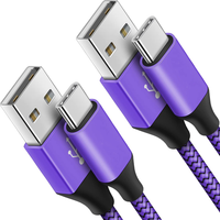 Vente en gros d'usine, câble USB de type C à USB A tressé en nylon 3A, coloré, 1 m, charge rapide, pour téléphone portable