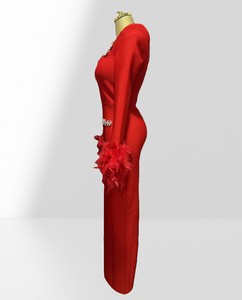 Nouveautés 2026 <span class=keywords><strong>Robe</strong></span> bandage moulante <span class=keywords><strong>de</strong></span> luxe avec cristaux et manches en plumes, <span class=keywords><strong>robe</strong></span> <span class=keywords><strong>de</strong></span> soirée glamour, <span class=keywords><strong>robe</strong></span> <span class=keywords><strong>de</strong></span> soirée élégante <span class=keywords><strong>de</strong></span> haute qualité - Product Image 2