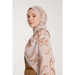 ผ้าพันคอไหมแท้ 100% ลายใบไม้สไตล์วินเทจ ดีไซน์เนอร์ สำหรับทุกฤดู - สีแทน สำหรับงานปาร์ตี้หรือฤดูหนาว ฤดูใบไม้ผลิ ฤดูร้อน ฤดูใบไม้ร่วง - Product Image 4