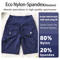 Shorts de sport pour femmes, style workwear, multipoches, taille haute, effet push-up, pour la gym