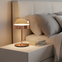 Lampe de bureau LED de luxe nordique avec corps en fer et verre flexible, abat-jour en dôme de style européen moderne et postmoderne, éclairage domestique pour chambres à coucher