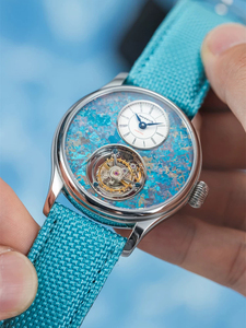 Reloj de Pulsera Mecánico Tourbillon para Hombre MERKUR TB003, Caja de Acero Inoxidable de 42 mm, Esfera Esqueletizada, Correa de Cuero, Reloj Redondo - Product Image 2