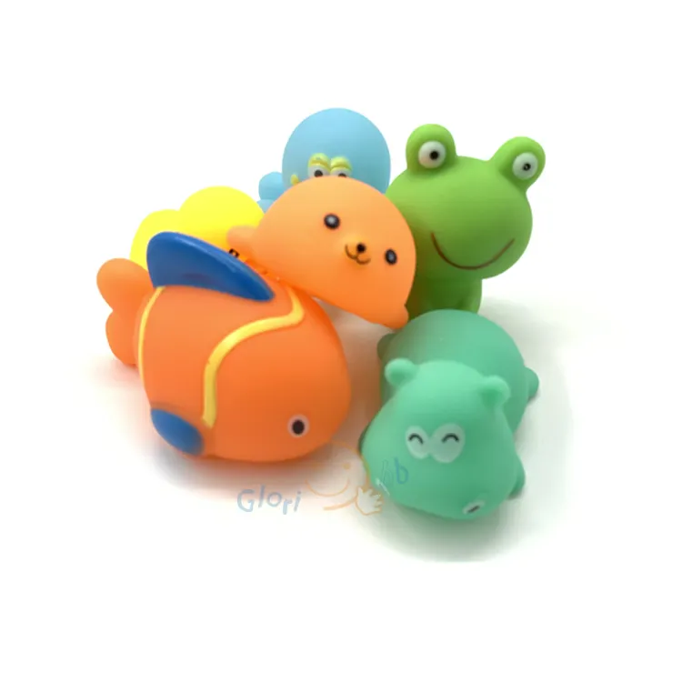 6 buah mainan mandi bayi bebek gurita katak kuda nil ikan lumba-lumba mainan mandi balita Set mainan tupai hewan laut