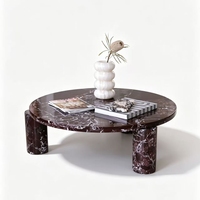 Table d'appoint moderne en marbre Rosso Levanto de luxe pour salon, chambre, hall d'hôtel, meuble d'appoint