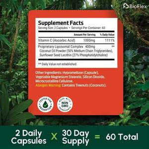 Capsules <span class=keywords><strong>de</strong></span> Vitamine C Liposomale 1400mg Marque Blanche OEM, Lécithine <span class=keywords><strong>de</strong></span> Tournesol MCT, Haute Absorption, Antioxydant, Énergie, Immunité Adulte - Product Image 5