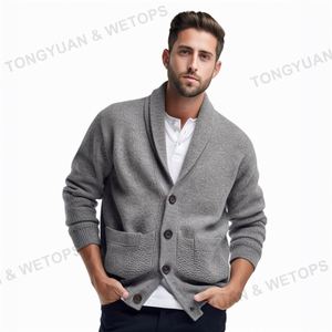Custom <strong>Cardigan</strong> <strong>Men's</strong> Jersey Button-Down Shawl Collar <strong>Cardigans</strong> <strong>With</strong> <strong>Pockets</strong> Oversized Sweater - Product Image 6