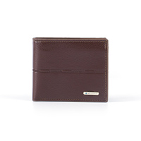 Dompet PU pria motif Lychee klasik, dompet pria muda Horizontal potongan bagus dan desain sederhana