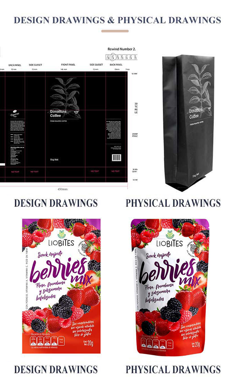 Custom Printing Water Proof Mylar Bag Colored Glossy Biodegradable Food Pouch Resealed Zipper Stand Up Bag With Tear Not