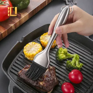 Comestível Óleo de Cozinha Em Aço Inoxidável 304 Escova CHURRASCO Silicone Escova